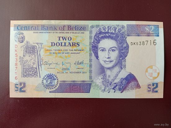 Белиз 2 доллара 2011 UNC