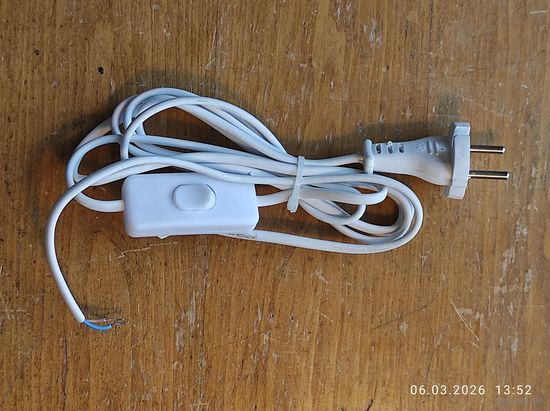 Шнур для бра с выключателем ШВВП 2х0,75-1,7м белый