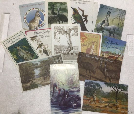 Открытки рождественские с животными Австралии винтажные ТОРГ