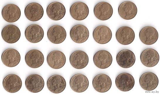 Франция, 10 сантимов centimes. ПОГОДОВКА, 1963-1998