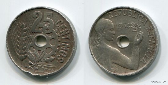 Испания. 25 сентимо (1934)