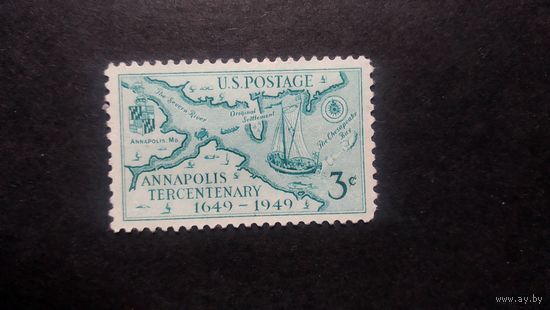 США\а101\-1949   Аннаполис, Карта. Корабль