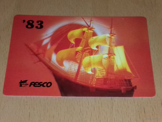 Календарик пластиковый 1983 Внешторг. Флот. Корабли. Fesco. Дальневосточное морское пароходство. Пластик