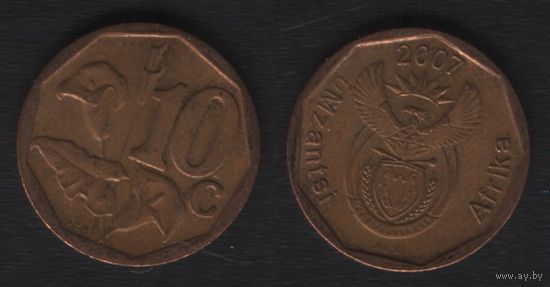 Южная Африка (ЮАР) km341 10 центов 2007 год (обращ) (_брак(om1(3(2 поворот ТОРГ