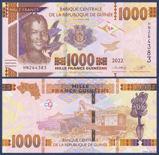 Гвинея, 1000 франков 2022 г., P-48, UNC