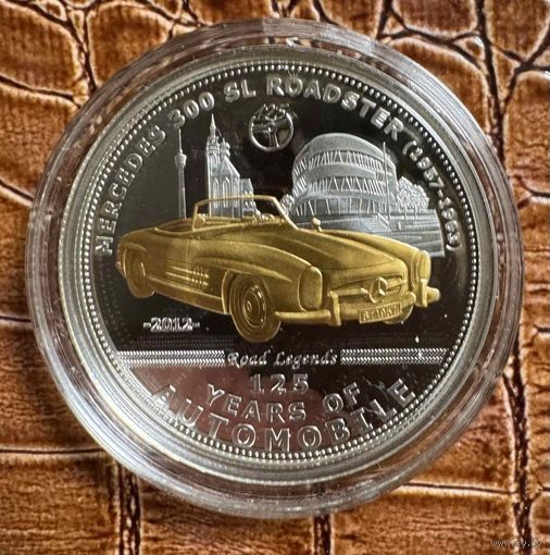 Монета 5 долларов 2012 год. Палау. Легенды дорог - Mercedes 300SL.