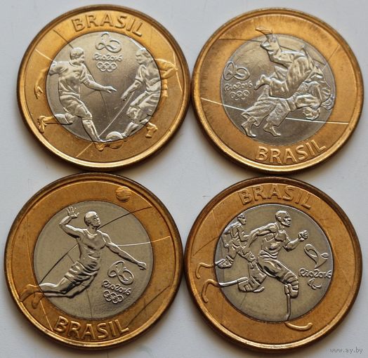 Бразилия Набор 4 монеты "XXXI летние Олимпийские Игры, Рио-де-Жанейро 2016" 1 реал 2015 год