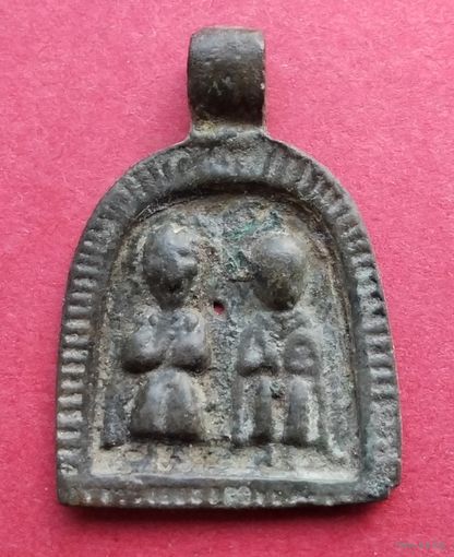 Косма и Дамиан, 14-15 века, средневековье. Медный сплав. Оригинал.