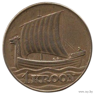 Эстонская Республика (І Республика). Эстония. 1 крона 1934. Драккар (Корабль- дракон) викингов.