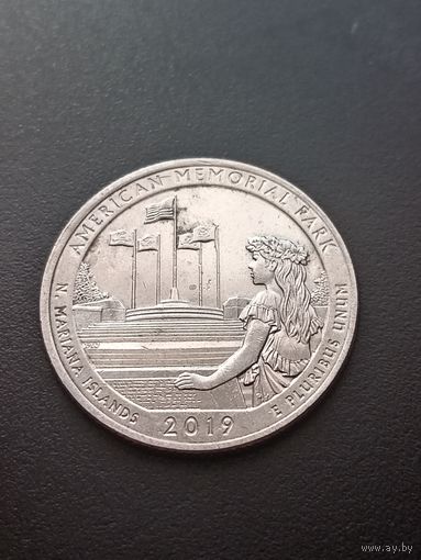США 25 центов 2019 г. D - Американский Мемориальный Парк