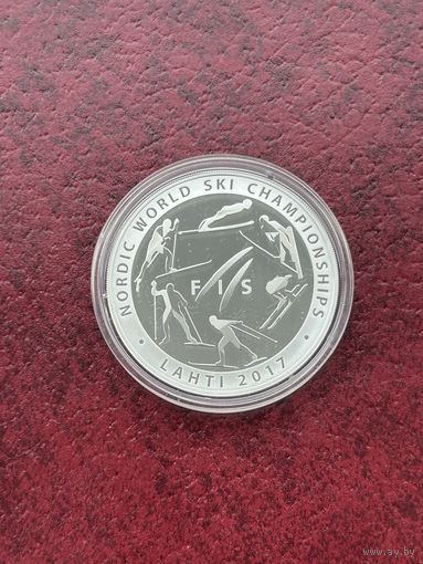 10 рублей "Чемпионат мира по лыжным видам спорта 2017 . Лахти"; "Чэмпіянат свету па лыжных відах спорту 2017. Лахці" 2017 год