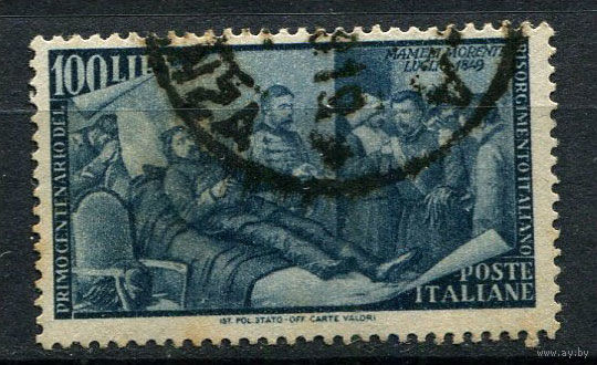 Италия - 1948 - Смерть Мамели 100L - [Mi.759] - 1 марка. Гашеная.  (Лот 72AR)