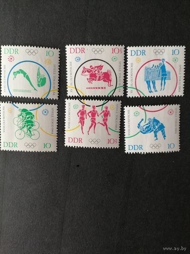 ГДР 1964 Полная серия марок "Летние олимпийские игры в Токио" (чистые**) Mi.1039-1044 каталог 18.00 евро