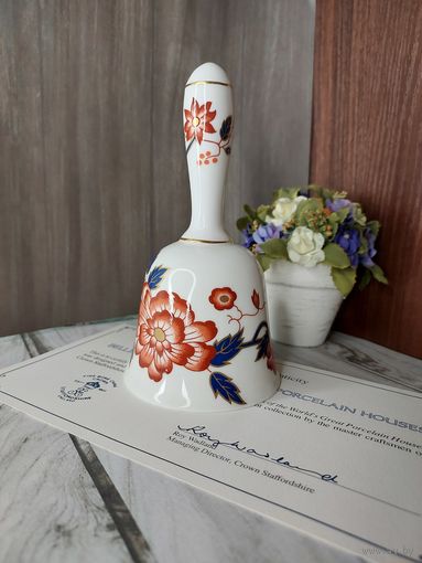 Фарфоровый коллекционный колокольчик Stafordshire, Англия, сертификат соответствия, клеймо