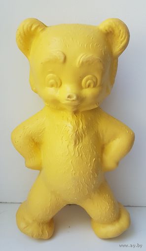 Мишка СССР. Высота 21 см. Пластик. Медведь деловой. Советская игрушка. Дутыш.