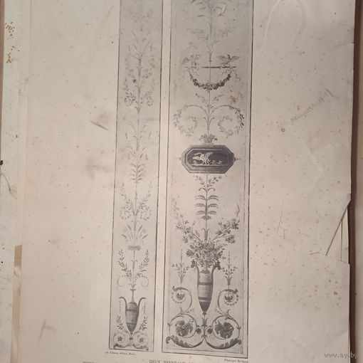 DEUX PANNEAUX PTINTS. Paris. 44x31cm. 19-20век.   РАСПРОДАЖА КОЛЛЕКЦИИ.